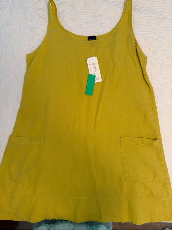 Eileen Fisher Dresses & Skirts - Eileen Fisher Lime Green Sleeveless Linen Shift Dress